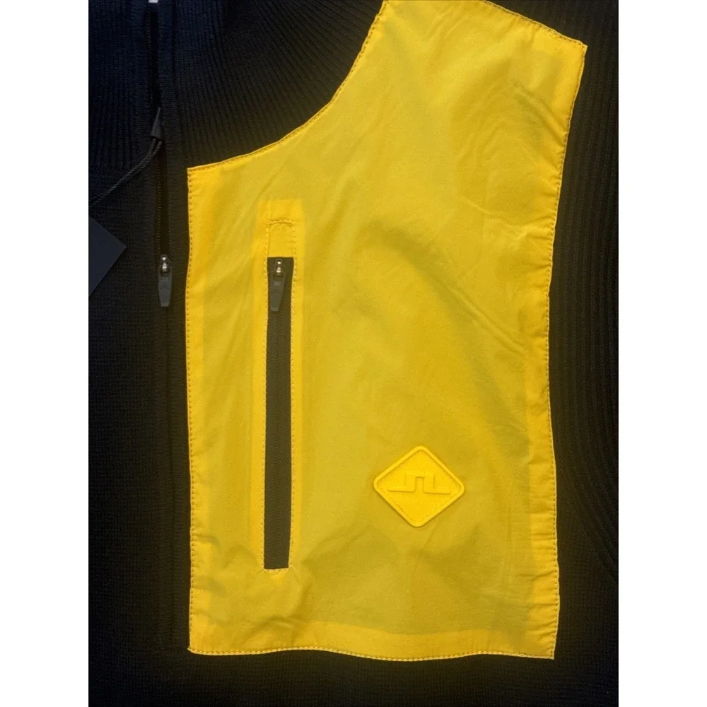 J. Lindeberg Men's Large Patch Knitted Vest Black/ Yellow NWT